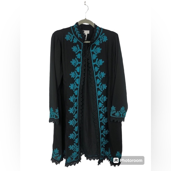 Soft Surroundings Jackets & Blazers - Small Surrounds Embroidered Jacket Cardigan Lace Trim Long